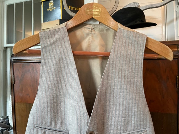 Vintage beige vest, tan beige wool blend waistcoa… - image 2