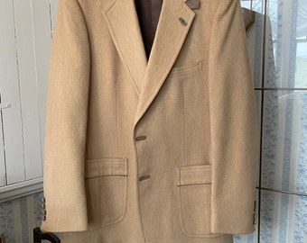 Vintage Camel Hair Blazer, Tan Beige Sport Coat, Jacket