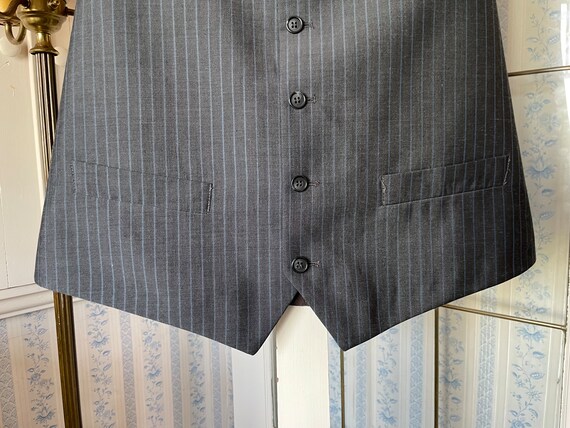 Vintage grey vest, grey pinstriped waistcoat (B91… - image 3