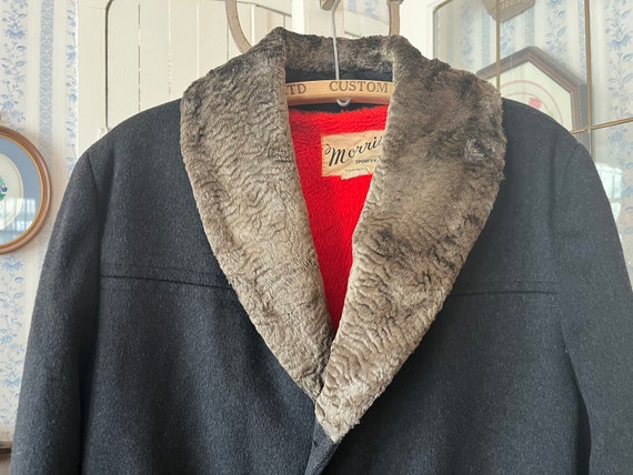 Vintage Grey Coat, Dark Grey Wool Jacket (C653), Charcoal Grey