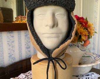 Vintage Trapper Hat, Beige Trapper Hat, Cap B652, Beige Cotton Corduroy Trapper Hat, Outdoor Hat, Cap With Grey Faux Fur Trim - Etsy Vintage Trapper Hat, Beige Trapper Hat, Cap B652, Beige Cotton Corduroy Trapper Hat, Outdoor Hat, Cap With Grey Faux Fur Trim - Etsy