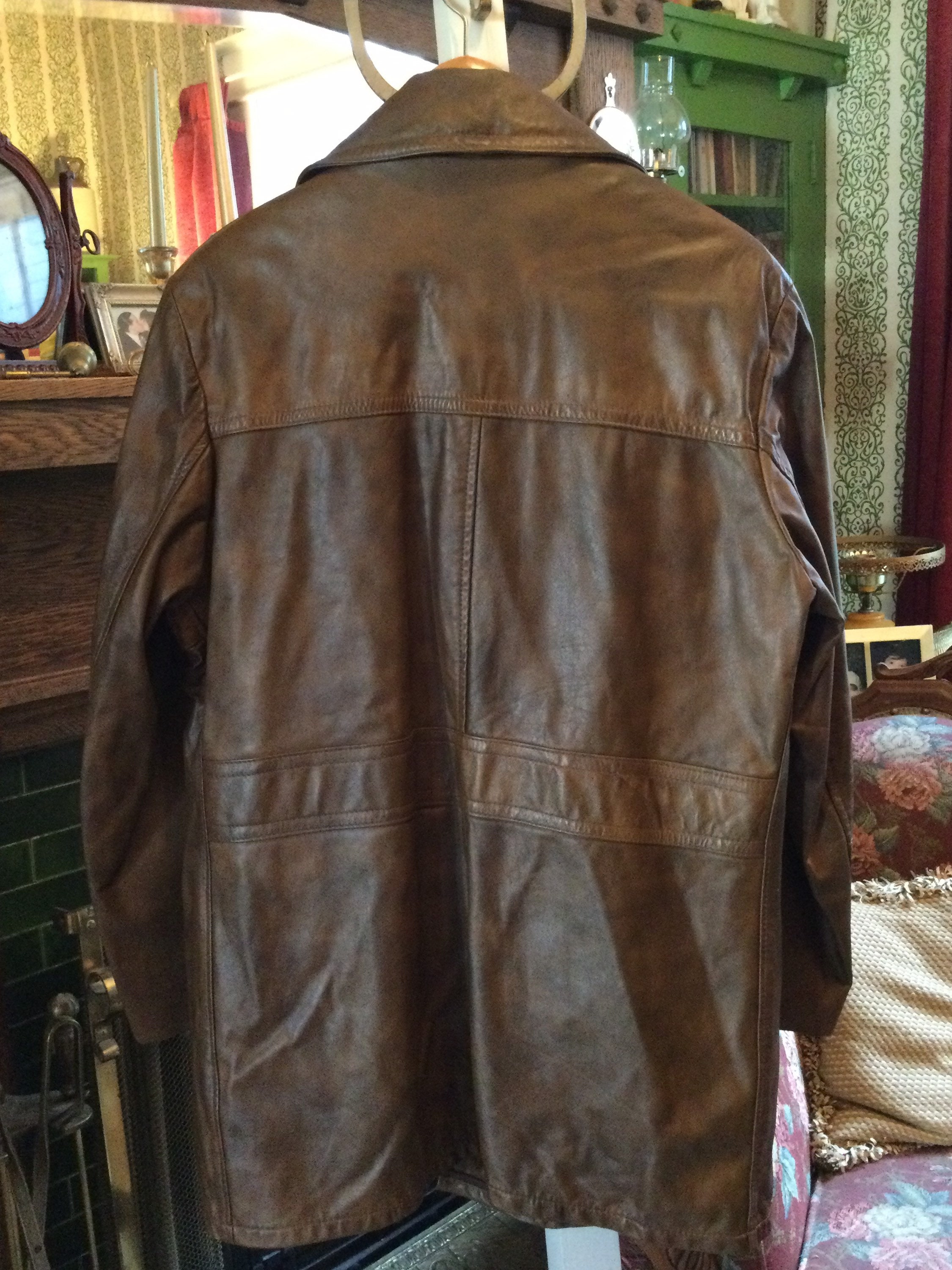 Vintage Brown Leather Jacket, Coat (A864) With Removable Lining - Etsy
