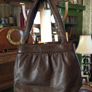 sac à main en cuir marron vintage, sac à main (A914), avec poignées supérieures, fabriqué en Angleterre