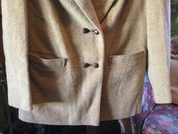 Vintage camel coloured wool coat (A990), jacket w… - image 3