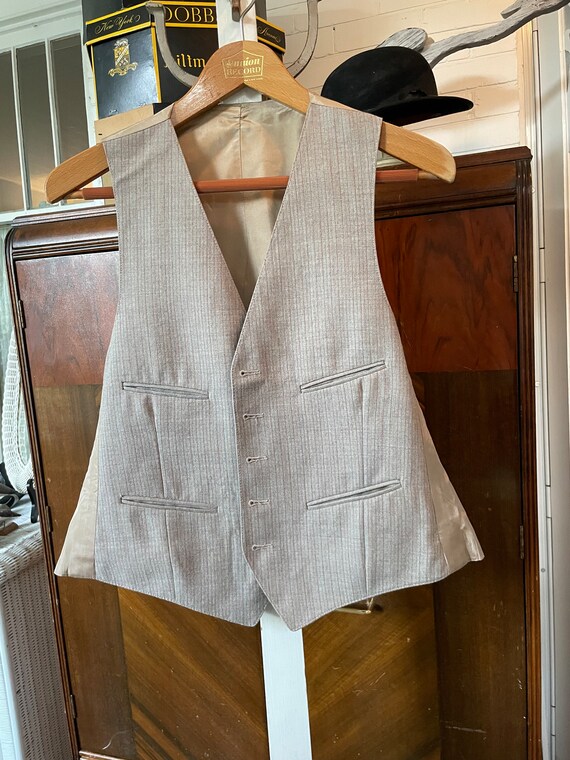Vintage beige vest, tan beige wool blend waistcoa… - image 7