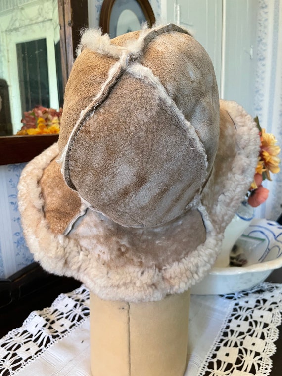 Vintage sheepskin hat, sheepskin winter hat (B660… - image 5