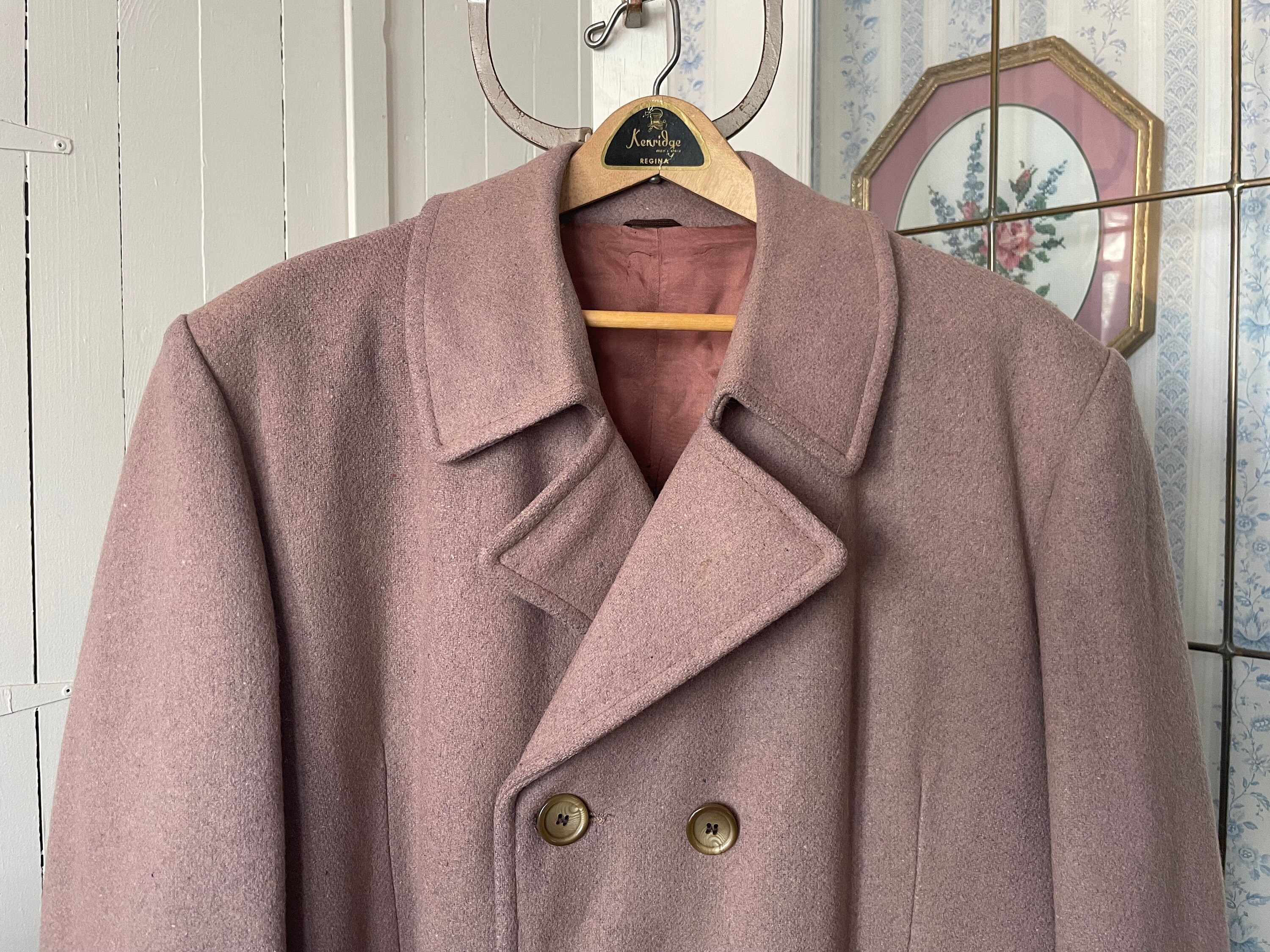 ジャケット・アウター VINTAGE BRENT WOOL DOUBLE BREASTED COAT Men Mid Length Wool Trench Coat Double Breasted Jacket