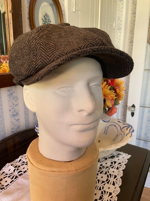 Vintage flat hat, cap, newsboy cap, hat (B639), b… - image 4