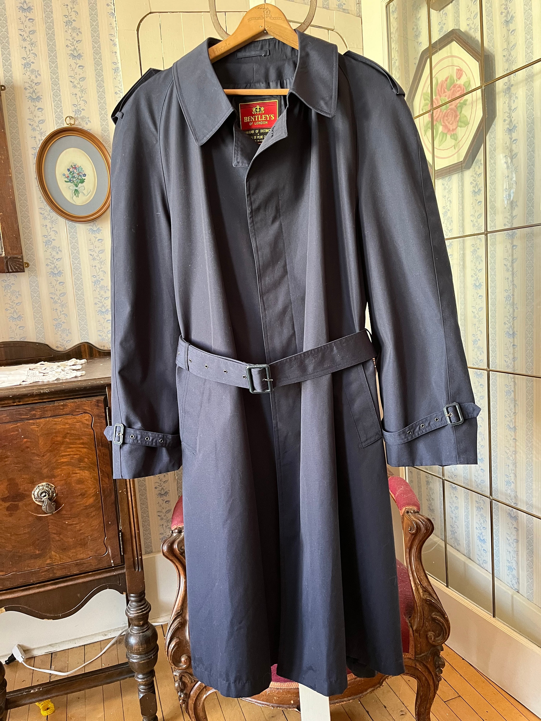 Vintage Dark Blue Coat, Navy Blue Raincoat (C698), Dark Navy Blue