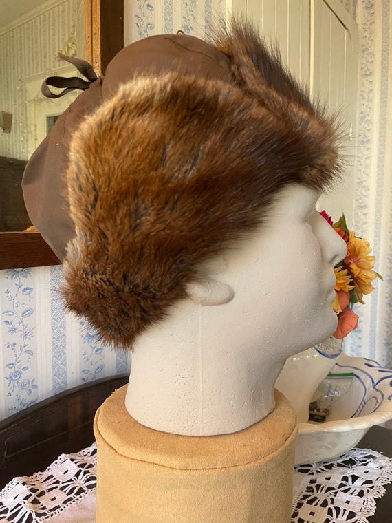 Vintage Trapper Hat, Brown Winter Hat, Cap (B664), Brown  display picture 3