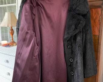 Veste en fausse fourrure vintage marron noir brillant Pennington