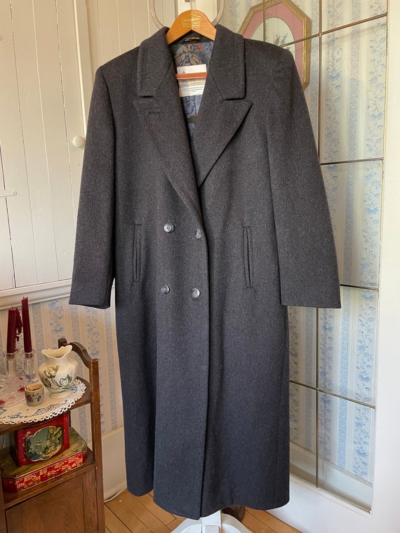 Vintage long coat, grey wool coat, overcoat (B709), L… - Gem