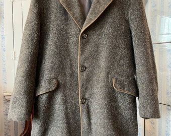 Vintage Brown Coat, Brown Wool Long Jacket (C486), Dark Brown Wool