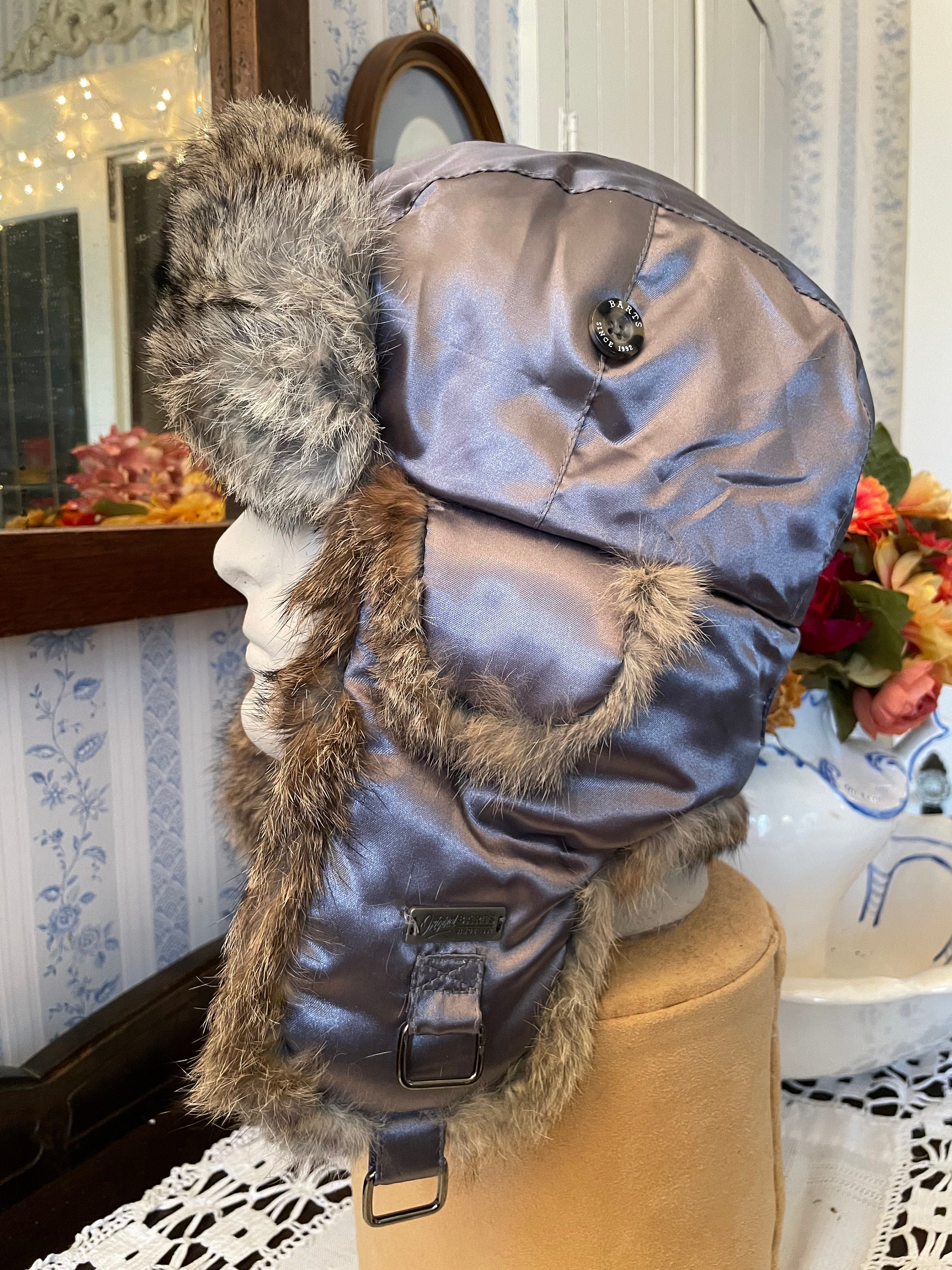 Vintage Trapper Hat, Rabbit Fur Trapper Hat, Cap (B715 Vintage Trapper Hat, Rabbit Fur Trapper Hat, Cap (B715