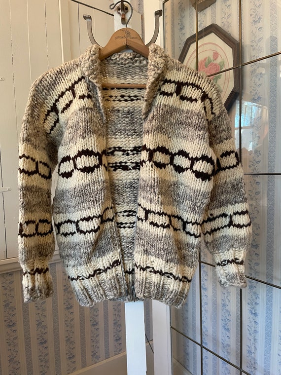 Vintage handmade sweater, hand knit wool cardigan… - image 5