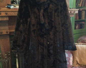 Vintage black faux fur jacket (A741), coat with lining