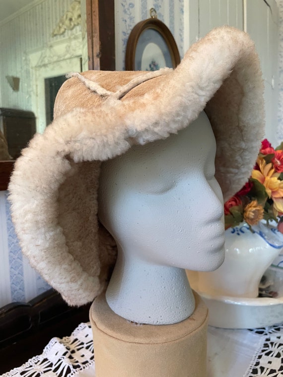 Vintage sheepskin hat, sheepskin winter hat (B660… - image 3