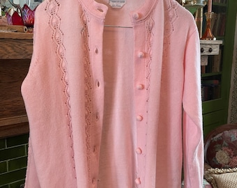 Vintage pink acrylic cardigan, sweater (B306) by Hudson's Bay Company