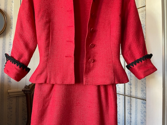 Vintage red suit, red and black jacket and dress … - image 4