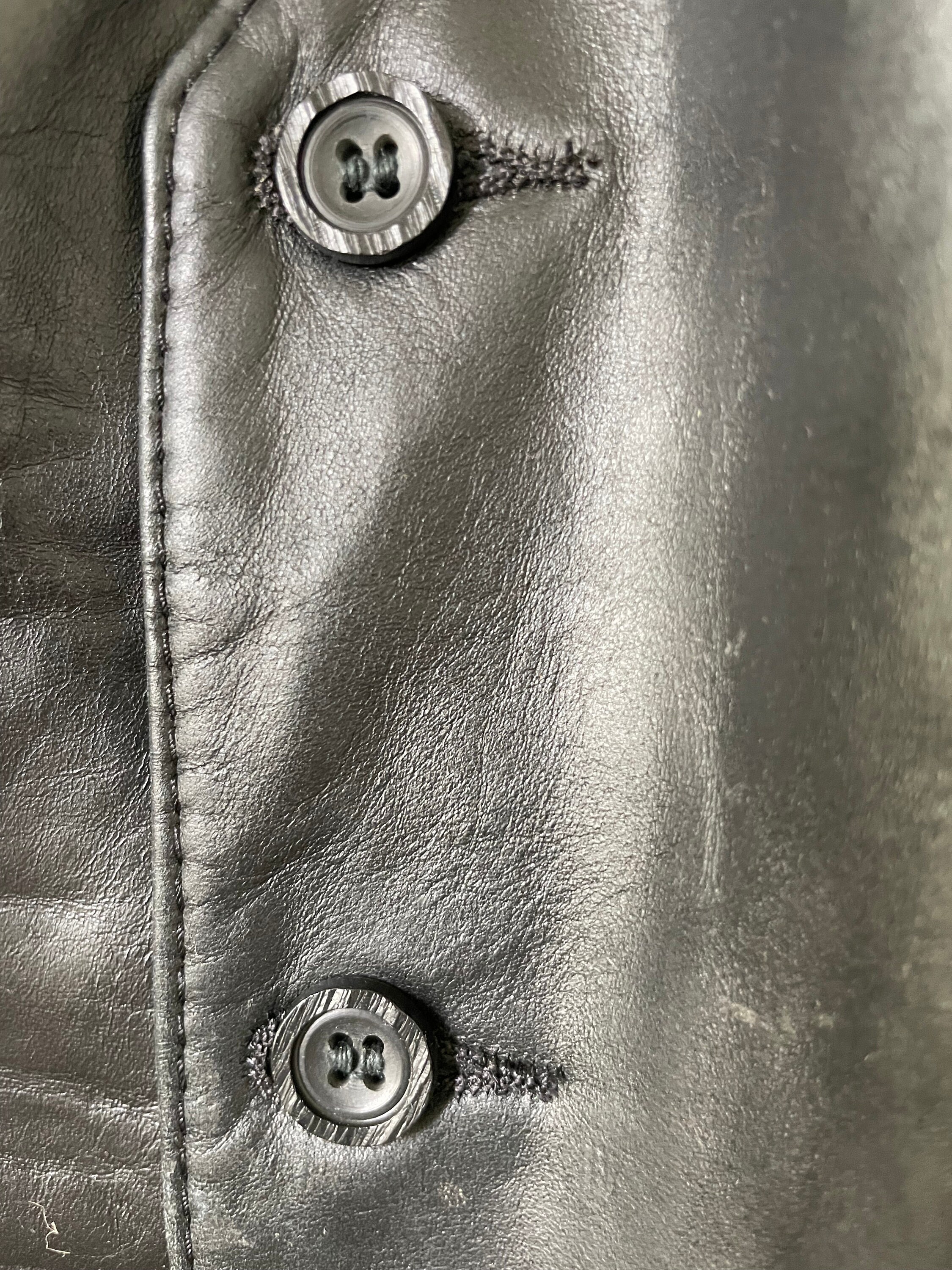Vintage Black Leather Vest, Waistcoat (B544), Black Leather