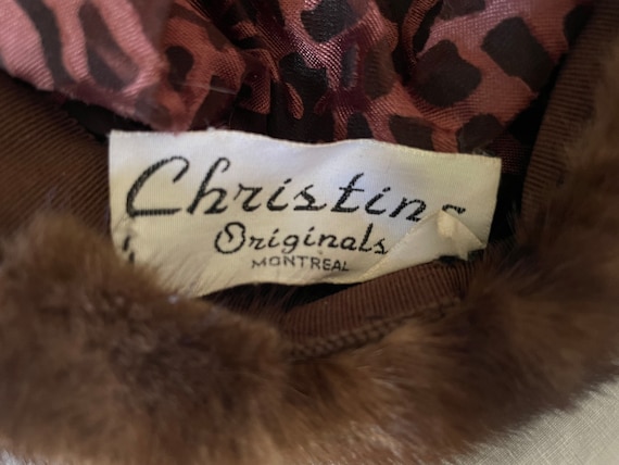 Vintage Fur Hat, Mink Fur Cap (B613), Medium to Dark Brown  display picture 3