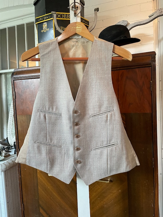 Vintage beige vest, tan beige wool blend waistcoa… - image 1