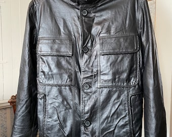Vintage Black Leather Jacket, Fur Lined Black Leather Coat Vintage Black Leather Jacket, Fur Lined Black Leather Coat