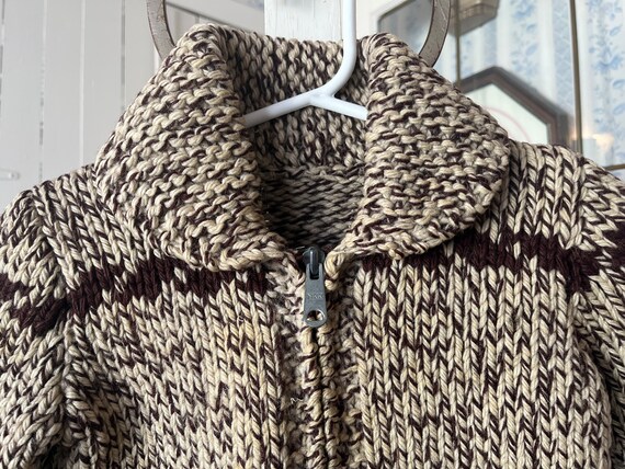 Vintage kids' handmade wool sweater, brown Cowich… - image 3