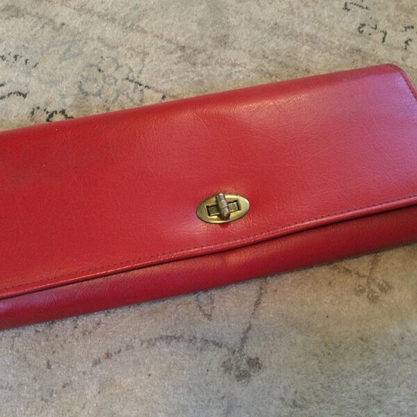 Vintage red purse (A923), red clutch purse