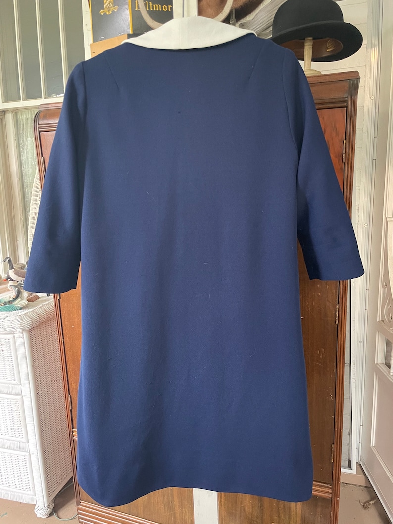 Vintage dress and jacket, two piece outfit, set (B540), navy blue and white jacket and dress image 4