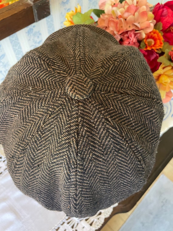 Vintage flat hat, cap, newsboy cap, hat (B639), b… - image 6