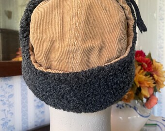 Vintage Trapper Hat, Beige Trapper Hat, Cap B652, Beige Cotton Corduroy Trapper Hat, Outdoor Hat, Cap With Grey Faux Fur Trim - Etsy Vintage Trapper Hat, Beige Trapper Hat, Cap B652, Beige Cotton Corduroy Trapper Hat, Outdoor Hat, Cap With Grey Faux Fur Trim - Etsy