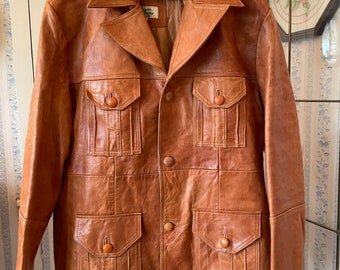Vintage brown leather jacket, tan brown leather coat (C217), tan brown leather jacket, caramel brown leather coat, overcoat