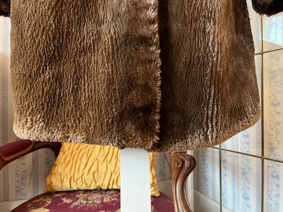 Vintage brown fur coat, long brown coat (C580), d… - image 5
