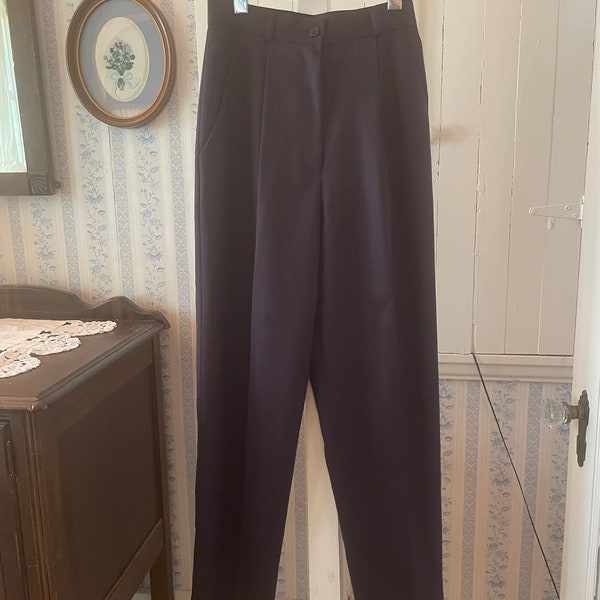 Vintage wool pants, dark purple wool trousers (C047), Louben for Laura Petites eggplant, dark purple wool pants, trousers