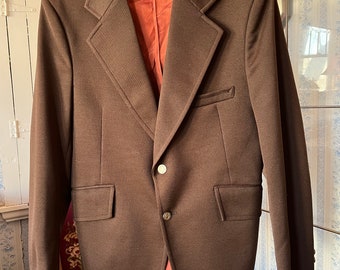 Vintage brown sport coat, brown blazer (C532), brown polyester jacket, blazer, sport coat