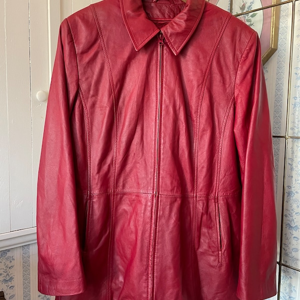 Red Leather Jacket - Etsy