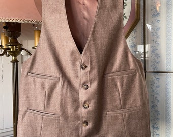 Vintage brown vest, light brown waistcoat (B927), light brown wool blend vest, waistcoat with pockets