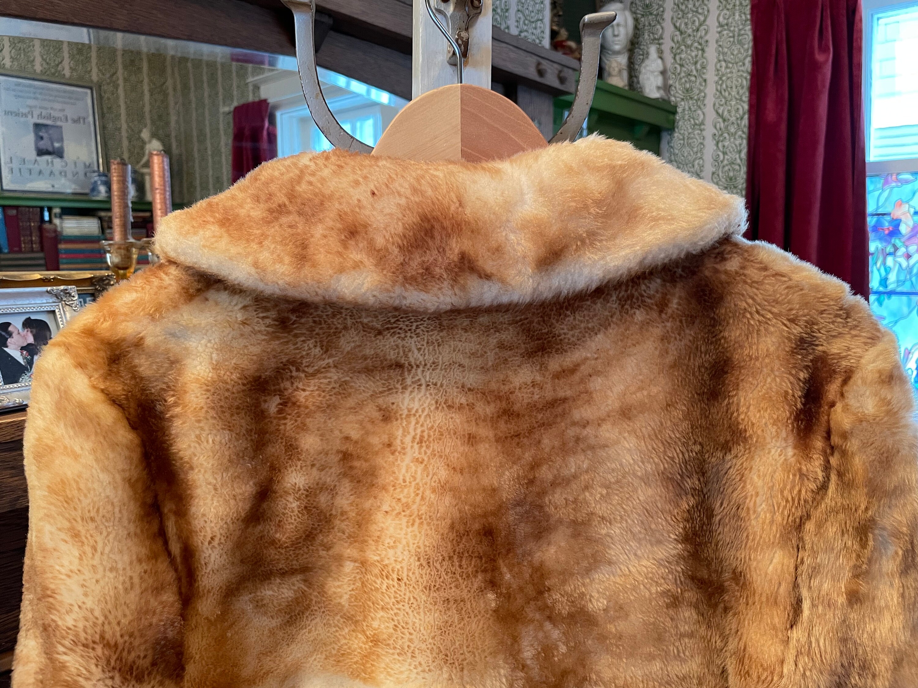 Vintage Golden Brown Faux Fur Teddy Bear Jacket, Coat (B112