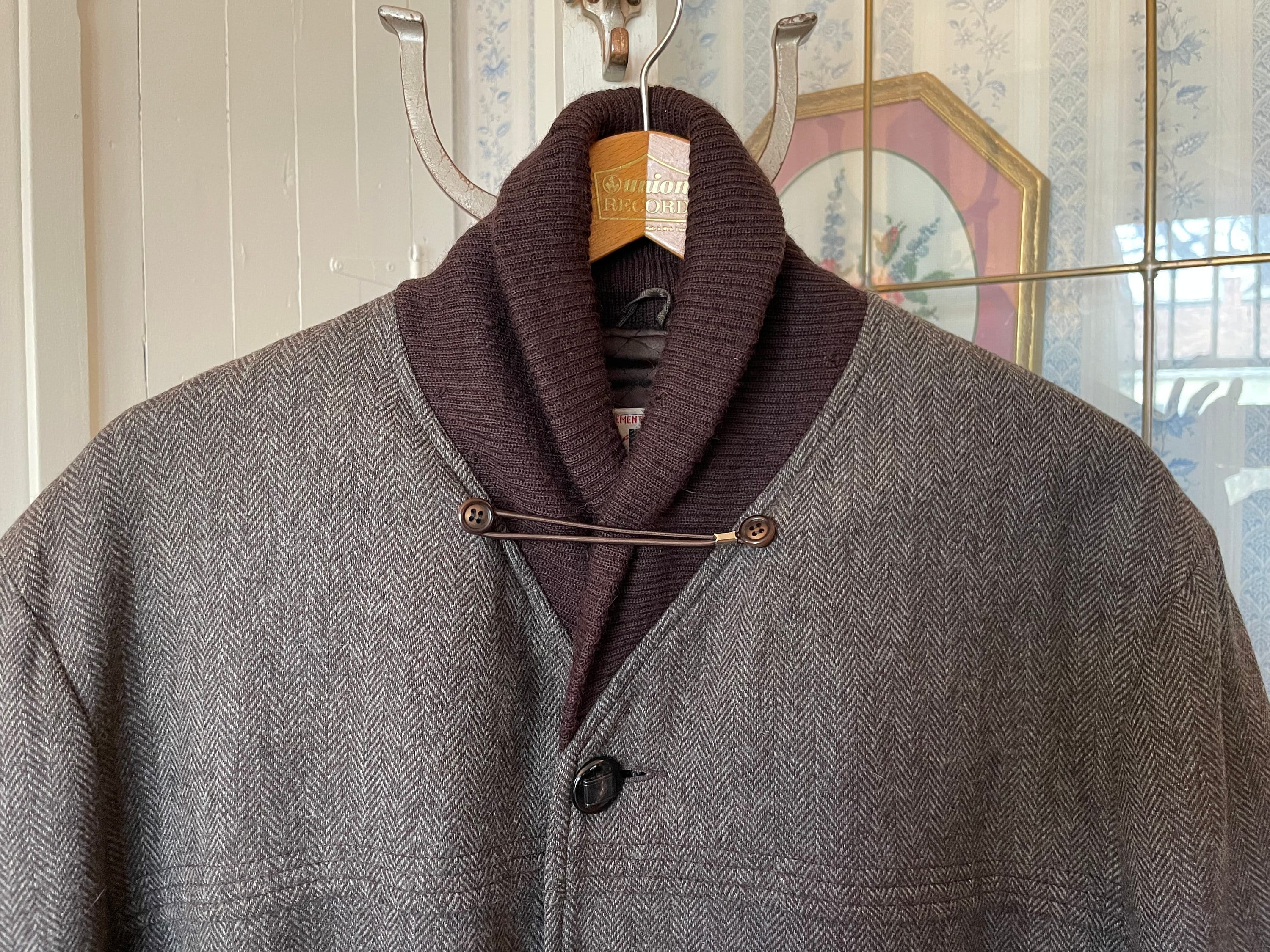 Vintage Wool Jacket, Short Wool Coat (B705), Brown and Beige