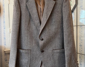 Vintage Brown Sport Coat, Brown Wool Blazer (C556), Brown