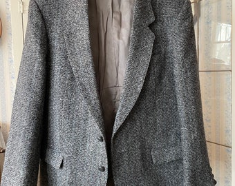 Vintage Grey Sport Coat, Dark Grey Tailored Jacket (C349), Grey and Black  Wool Sport Coat, Jacket, Blazer With Blue Purple and Green Accents - Etsy