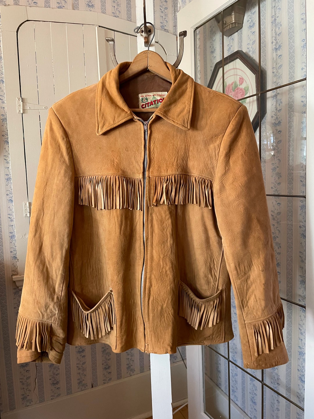 Vintage Chocolate Fringe Suede Jacket