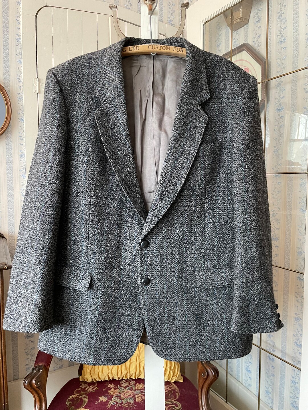 ARNYS PARIS Black Bespoke Coat. 60's French Haute Couture