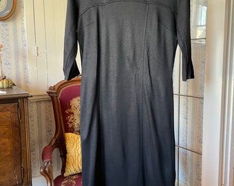 Vintage black dress, black sheath dress (C307), long black dress, minimalist dress, simple black dress