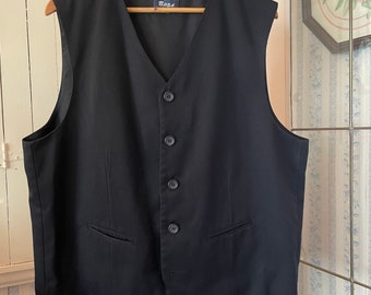 Vintage black vest, tailored black waistcoat (C139), black fitted vest, tailored waistcoat, vest with pockets