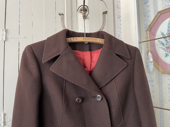 Vintage Brown Jacket, Brown Wool Short Coat (B861