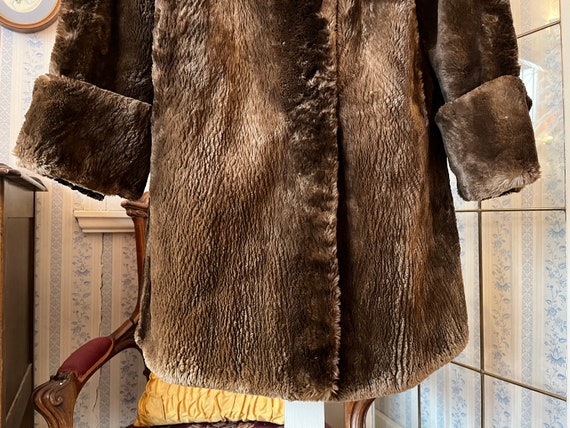Vintage brown fur coat, long brown coat (C580), d… - image 4
