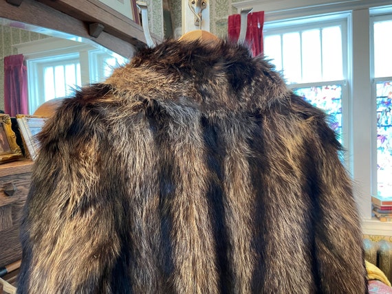 【in a row】Buckle Fur Jacket Vintage Genuine Raccoon Fur Jacket, Coat (B123), Beige to