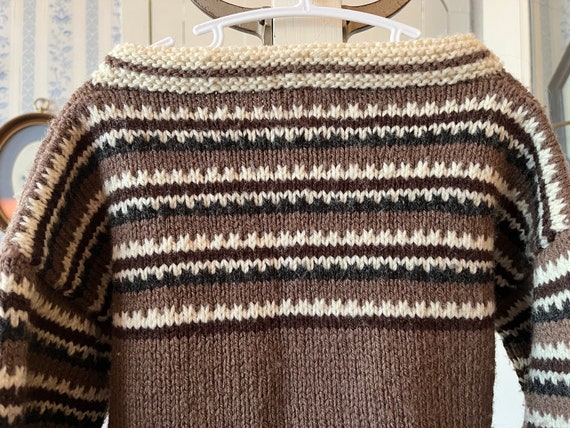 Vintage kids' beige and brown sweater, handmade p… - image 6